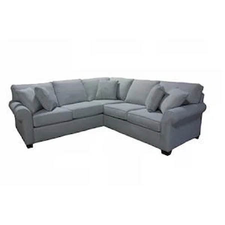2 Piece-5 Seat Sectional with Rolled Arms